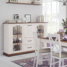 Załaduj obraz do przeglądarki galerii, Kredens z 2 drzwiami i 3 szufladami 2 - Country | płyta meblowa