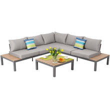 Load image into Gallery viewer, Large Garden Corner Sofa BALI | 5-seater with a table and pillows.