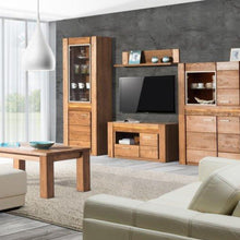 Załaduj obraz do przeglądarki galerii, Szafka RTV z 1 drzwiami i 1 szufladą - VELVET | Lite drewno dębowe