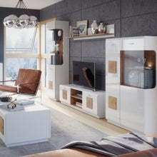 Załaduj obraz do przeglądarki galerii, Nowoczesna witryna z litego drewna z 1 drzwiami - DREWNO | Płyta meblowa