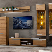 Załaduj obraz do przeglądarki galerii, Wyjątkowa szafka pod telewizor z 2 szufladami - TORINO | Lite drewno dębowe