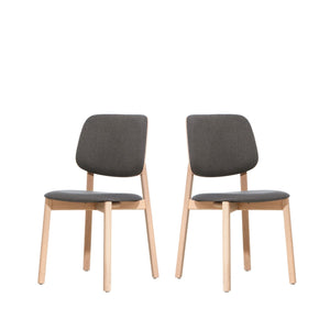 Set of 2 LOREM Scandinavian Chairs | solid beech wood base, upholstered seat & backrest,