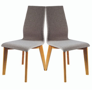 Set of 2 Stylish Upholstered VITO Chairs | Solid Oak Wood Base