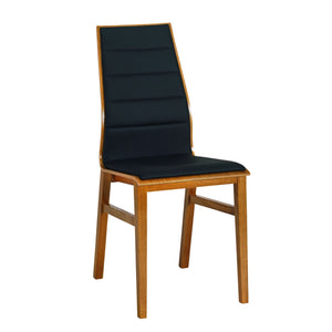 Set of 2 Modern Upholstered Chairs LINEA | solid oak wood base