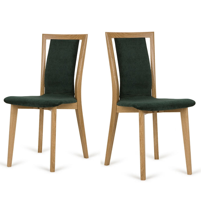 Set of 2 Stylish Upholstered Chair VASCO | solid oak base
