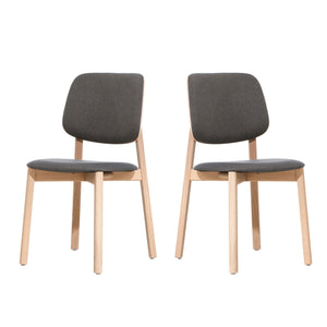 Set of 2 LOREM Scandinavian Chairs | Upholstered seat & backrest, solid oak wood base
