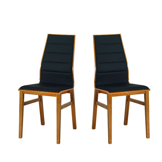 Set of 2 Modern Upholstered Chairs LINEA | solid oak wood base