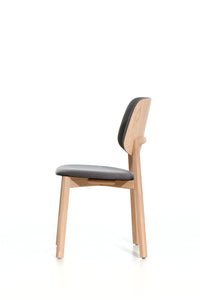 Set of 2 LOREM Scandinavian Chairs | Upholstered seat & backrest, solid oak wood base