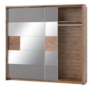 2-Door Wardrobe with Mirror - LIVORNO | laminated furniture board